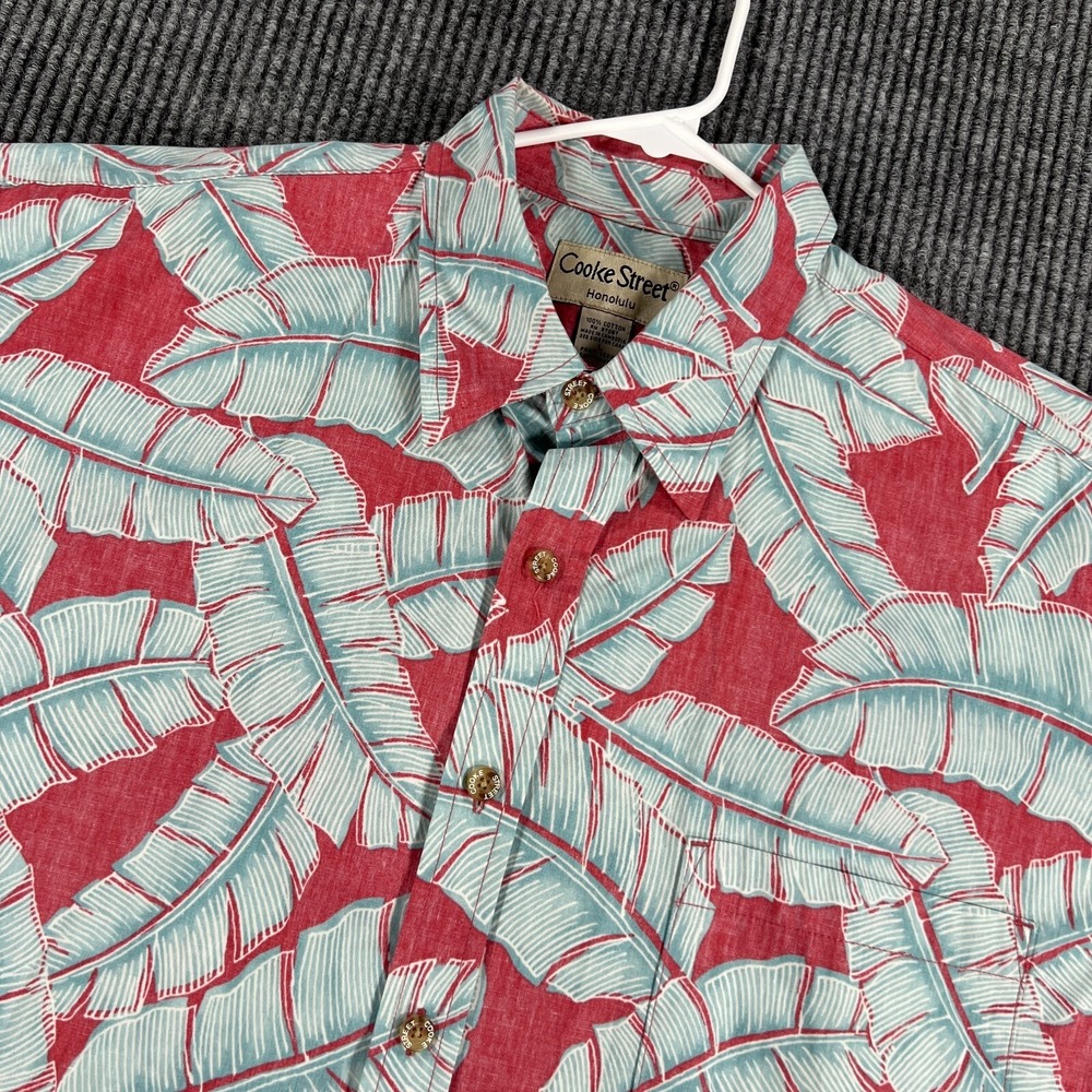 Cooke Street Shirt Mens Large‎ Red Floral Hawaiian Short Sleeve Button Up
